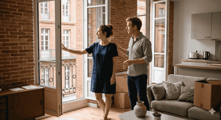 Un couple de personnes qui quitte logement pour la vente appartement saint cyprien toulouse